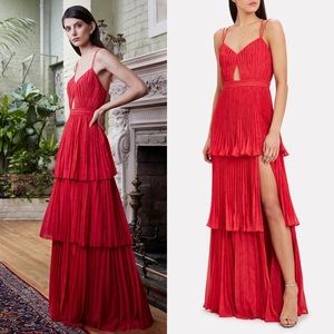 NWT Amur Dominique Pleated Tiered Maxi Dress Gown
